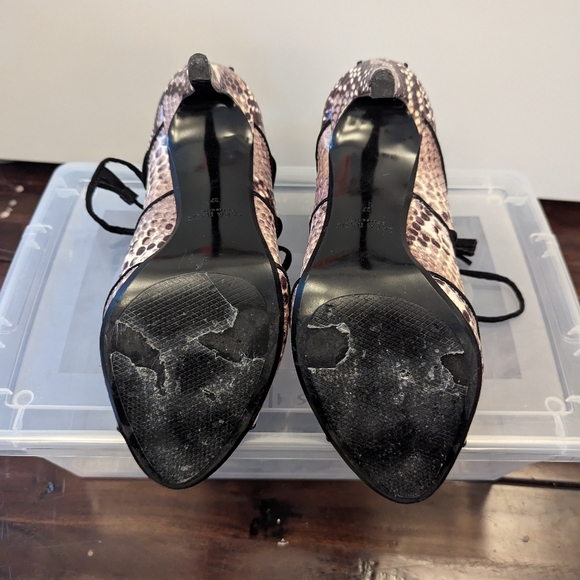 Zara Basic Collection Snake Skin Lace Up Heels 37 - Picture 7 of 17